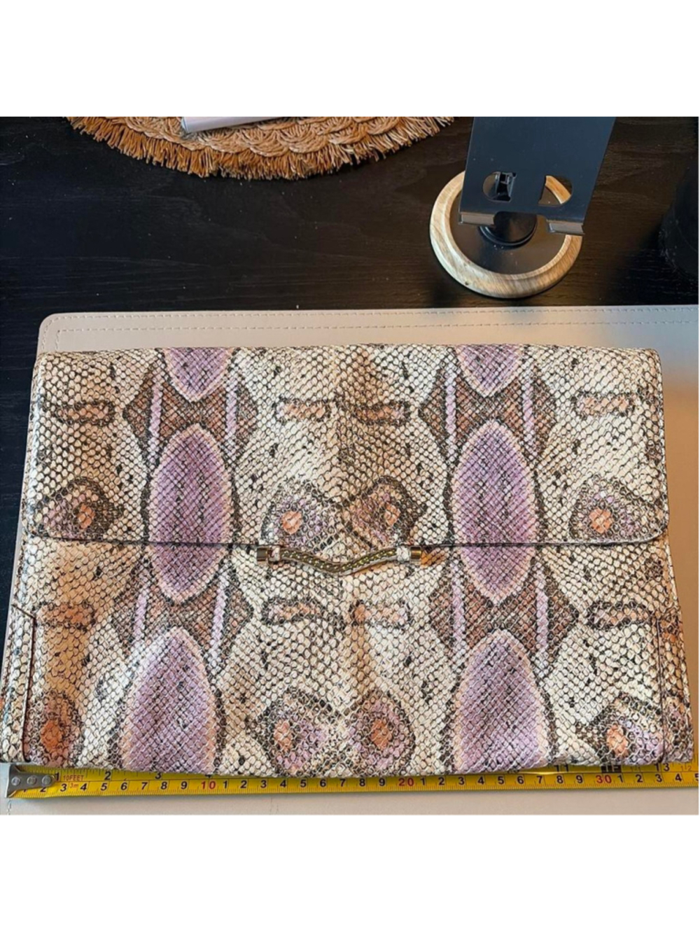 #rebeccaminkoff leather #snakeskin embossed clutch/laptop case